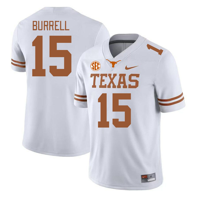 Texas Longhorns #15 S'Maje Burrell SEC Conference College Football Jerseys Stitched Sale-White